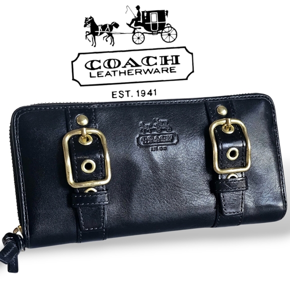 Coach Handbags - Coach Vintage Zoe Black Leather Clutch Wallet